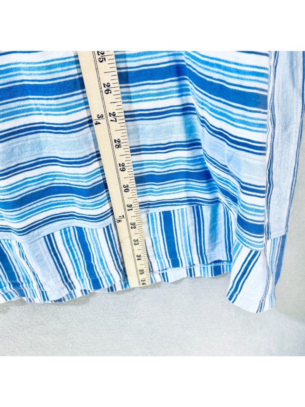 Lands End Tank Dress Womens Large Blue Cotton Stripe Popover Mini Beach Preppy - Picture 15 of 16
